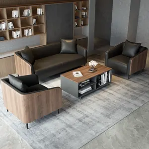 BSF27现代风格真皮沙发办公组合沙发办公公共座椅1 + 3座现代办公沙发套装家具