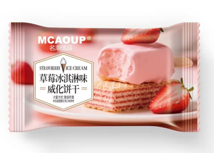Biscuits gaufrettes exotiques en gros saveur fraise et crème glacée - Goût sucré semi-moelleux - Product Image 6
