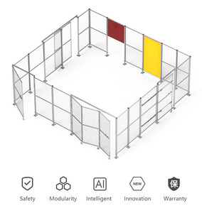 Clôture de sécurité en treillis métallique pour la sécurité des cellules robotisées avec attaches anti-effraction et hauteurs de panneaux réglables - Product Image 2
