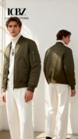 Blouson Bomber Imperméable Homme ODM en Cuir Personnalisé avec Fermeture Éclair Tactique Grande Taille Coupe-Vent Automne Vente en Gros