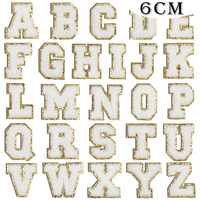 Usine nouveau violet Alphabet serviette patchs de broderie couleur personnalisée 6CM lettre Chenille brodé fer sur Patch pour vêtements chapeau