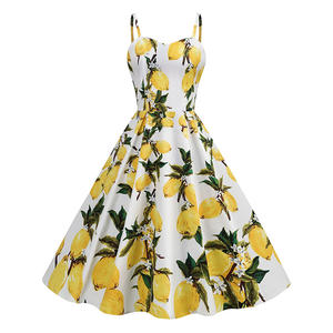 Robe trapèze Vintage rockabilly en coton rétro, bretelles spaghetti, robe imprimée, vêtements d'été pour femmes - Product Image 1