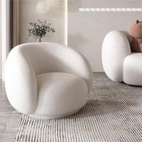 Sofá perezoso minimalista nórdico de lana de cordero moderno ATUNUS, silla de tela Boucle blanca crema, silla de salón de lana de cordero, sofá individual