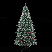 Sapin de Noël artificiel vertical de 7 pieds, de haute qualité, écologique, pré-éclairé par LED, ignifuge, avec base de support