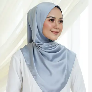 Wholesale Satin Silk Solid Color Women Scarf Wrap Headscarf Shawl Long Scarf Hijab Supplier