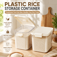 Aesthetic 20-Pound Plastic Rice Storage Container Home Use Sealed Insect-Proof Moisture-Proof Grain Flour Bucket