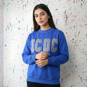 Sudadera con Capucha y Media Cremallera de Felpa Azul Rey JCDC, Oversize, 100% Algodón, con Bordado de Apliques GRIS, CLUSH SPORTS, Invierno, Estilo Urbano - Product Image 1