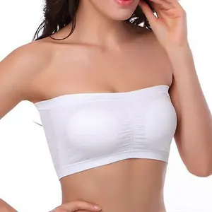 Askısız sutyen dikişsiz Bralettes sıkı seksi aktif yastıklı Bandeau tüp üst spor sutyen kadınlar için tek parça spor sutyen