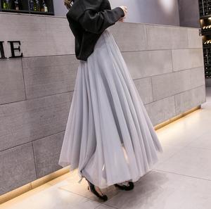 Ecowalson <span class=keywords><strong>Tulle</strong></span> Jupes Femmes Noir Gris Blanc Adulte <span class=keywords><strong>Tulle</strong></span> <span class=keywords><strong>Jupe</strong></span> Élastique Taille Haute Plissée Midi <span class=keywords><strong>Jupe</strong></span> - Product Image 4