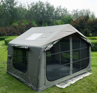 Tente familiale gonflable automatique de luxe 8m² en PVC, portable, imperméable, quatre saisons, double couche, deux chambres, pour camping extérieur