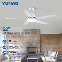 Ventilateur de plafond LED intelligent personnalisé avec moteur BLDC, variateur d'intensité, blanc, 52 pouces, pour salon, salle à manger, salle de classe, bureau