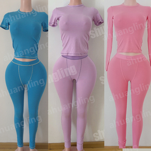 ชุดเซ็ตสองชิ้นสำหรับผู้หญิง ผ้าคอตตอนริบเนื้อนุ่ม แขนยาว พร้อมเลกกิ้ง ไซส์พลัส สไตล์ลำลอง  รับสกรีนโลโก้ตามสั่ง - Product Image 2