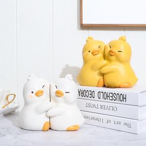 ROOGO Sujetalibros de Resina con Diseño de Patos Abrazados, Sujetalibros Artesanal, Adorno de Escritorio con Patos Adorables, Venta al por Mayor, Decoración del Hogar, Artesanía - Product Image 5