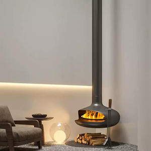 Cheminées d'intérieur modernes en acier de 600mm Simulation de combustion du bois <span class=keywords><strong>suspendue</strong></span> au bioéthanol électrique Insertion facile pour hôtels, villas et appartements - Product Image 5