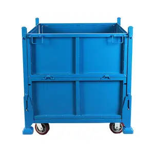 Steel pallet box solid Metal Pallet Bin for storage steel pallet container With Wheels Manufacturer sales