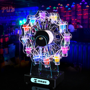 Support à verres à shot en acrylique éclairé par LED, 12 trous, pour bar, KTV, cocktail party, style grande roue, avec lumière rechargeable - Product Image 1