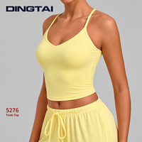 Débardeur d'entraînement Dingtai Sweetheart à col en V et dos nageur pour femme, double couche non rembourrée, effet seconde peau, pour yoga et course à pied