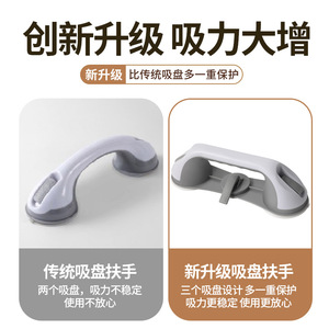Barre d'appui de salle de bain à ventouse, poignée de sécurité à aspiration améliorée pour personnes âgées, support antidérapant pour la douche - Product Image 4