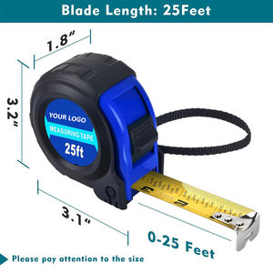 Ruban à mesurer automatique Wooktools de haute précision, lame en acier de 7,5 m, métrique/imperial, retour automatique, support, verrouillage par bouton-poussoir, haute visibilité - Product Image 3