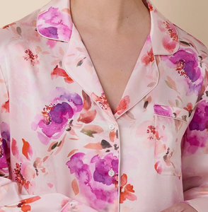 Nouvelle Collection 2026 – Ensemble Pyjama de Luxe pour Femme à Imprimé Floral, <span class=keywords><strong>Manches</strong></span> <span class=keywords><strong>Longues</strong></span>, en Soie, Designer, Personnalisé, Nuisette en Satin de Grade 6A, Vêtement de Nuit pour Femme - Product Image 2