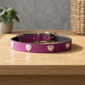 Handmade Highest Quality Genuine Leather Dog <b>Collar</b> With Carved Heart Stud Design Manufacturer - Product Image 3