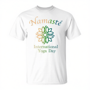 Camiseta del Día Internacional del Yoga con diseño de flor de loto Namaste, blanca, unisex para adultos - Product Image 2