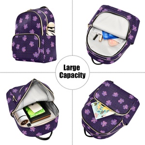 Fashion Purple Flower Custom Print Large Capacity Full Print Quilted Polyester <b>Backpack</b> School Travel Student Women's <b>Backpacks</b> - Product Image 5