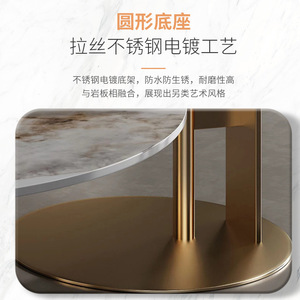 Modern Minimalist Round <b>Coffee</b> <b>Table</b> Marble Top Stainless Steel Base Living Room Office Use - Product Image 1