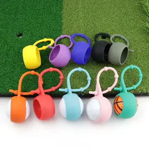 OEM ODM Promotional Gift Custom logo 4.5*4.5cm Armazenamento Portátil para Saco De Esporte Mochila Silicone Golf Ball Sleeve Cover Holder