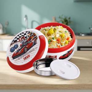 Boîte à lunch scolaire ronde en plastique avec motif de voiture pour enfants, portable, à un seul niveau, sans BPA, hermétique, 1 compartiment - Product Image 2