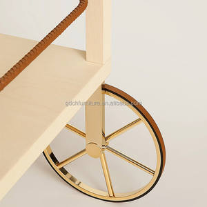 מלון מסעדה אדום יין בקבוק הגשת עגלת מטבח נירוסטה מתכת פליז יוקרה עגלת - Product Image 2