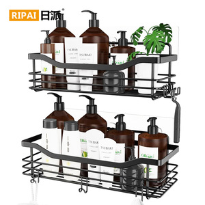 Ripai Stainless Steel Wall Mounted <b>Storage</b> Rack 2 Tier No Drill Bathroom Shelving For <b>Toiletries</b> - Product Image 2