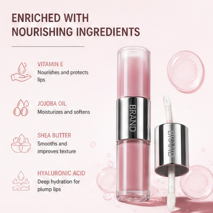 Double Headed <b>Large</b> Capacity Two Color Natural Non stick <b>Cup</b> Lip gloss for Daily Makeup Private Label - Product Image 5