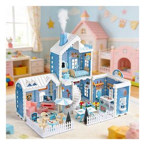 Assembly Craft Plastic Dollhouse <b>Kit</b> with Furniture Accessories Mini House <b>Model</b> Creative Gift for Kids Girls Birthday - Product Image 1