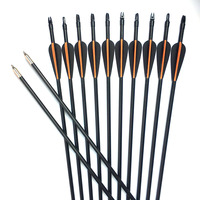 Flèche de 8 mm de bonne qualité pour arc classique et arc à poulies, à tête fixe, avec pointe en acier et plume en plastique, en fibre de verre