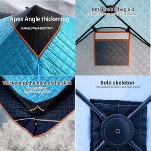 เต็นท์ตกปลาน้ำแข็งแบบอัตโนมัติสำหรับ 3-4 คน พร้อมฉนวนกันความร้อนแบบควิลท์ ช่วยรักษาความอบอุ่น - Product Image 4