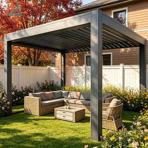 Pabellón de Jardín Impermeable con Iluminación LED, Pérgola de Aluminio 3x3 3x4 con Control Remoto y Diseño Natural - Product Image 1