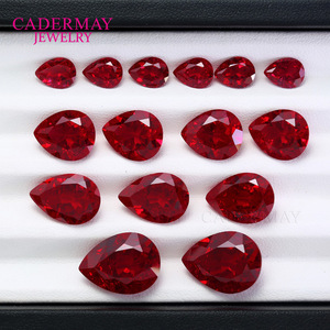 Cadermay Jewelry Pear Cut Synthetic Ruby Loose Stone Red For Jewelry Making - Product Image 1