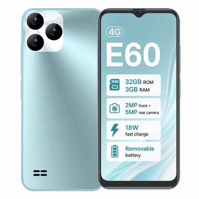 3GB+32GB Android 15 6.5 Inch 4g Smart Phone 3000mAh Brand New ODM OEM Téléphones Portables Custom Phone E60