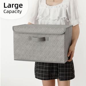 <b>Collapsible</b> Wardrobe <b>Storage</b> Boxes with Lid Fabric Baskets for Shelves Organising Clothes - Product Image 4