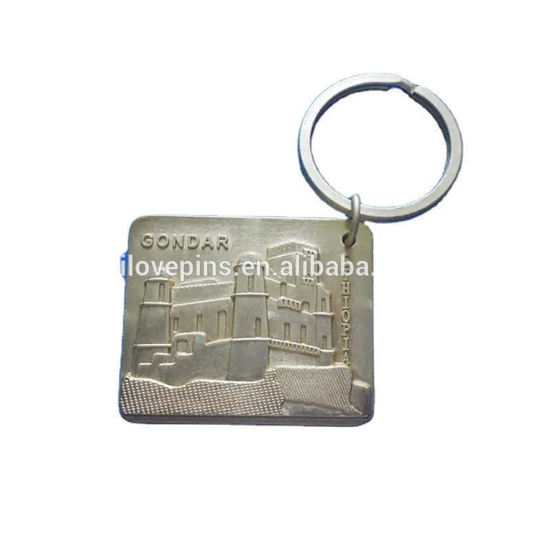 customized engravable logo 3d metal key holder keychain for ethiopia souvenir
