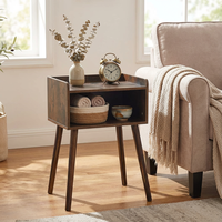 Table d'appoint moderne en bois avec étagère de rangement, pieds en bois massif, petite table d'appoint pour salon et chambre à coucher