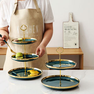 Plateau à <span class=keywords><strong>dessert</strong></span> blanc, plateau double, plateau à fruits, vaisselle, assiettes en céramique, ensembles <span class=keywords><strong>de</strong></span> vaisselle, supports personnalisés avec logo - Product Image 2