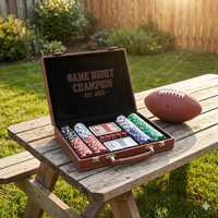 OEM ODM Personalisiertes ABS-Sport-Pokerset für Trauzeugen Basketball- & Football-Geschenke Individuell Lasergraviertes Spieleabend-Geschenk CN