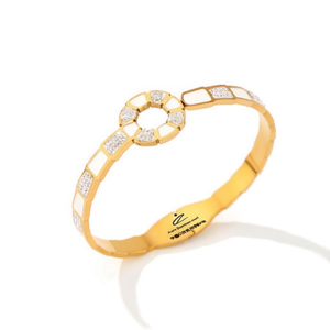 Brazalete de Cristal con Baño de Oro de 22k, Diseño de Letra O, Engaste de Canal, para Mujer, Uso Diario, de Lujo - Product Image 1