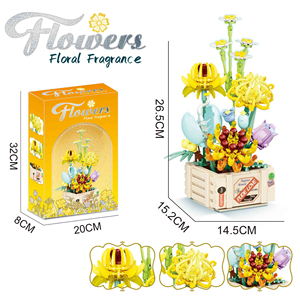 Blocchi di Costruzione in Plastica ABS Fai-da-Te, <span class=keywords><strong>Puzzle</strong></span> 3D, Kit Giocattolo Modello Fiore, Regalo di San Valentino, Fiore Eterno Immortale in Vaso - Product Image 5