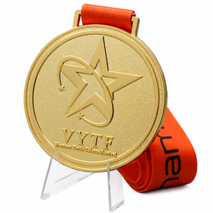Medalla Deportiva Juvenil Personalizada, Chapada en Oro, Aleación de Zinc, Redonda, Cinco Estrellas, Premio de Competición, Recuerdo para Finalistas de Torneos, OEM - Product Image 1