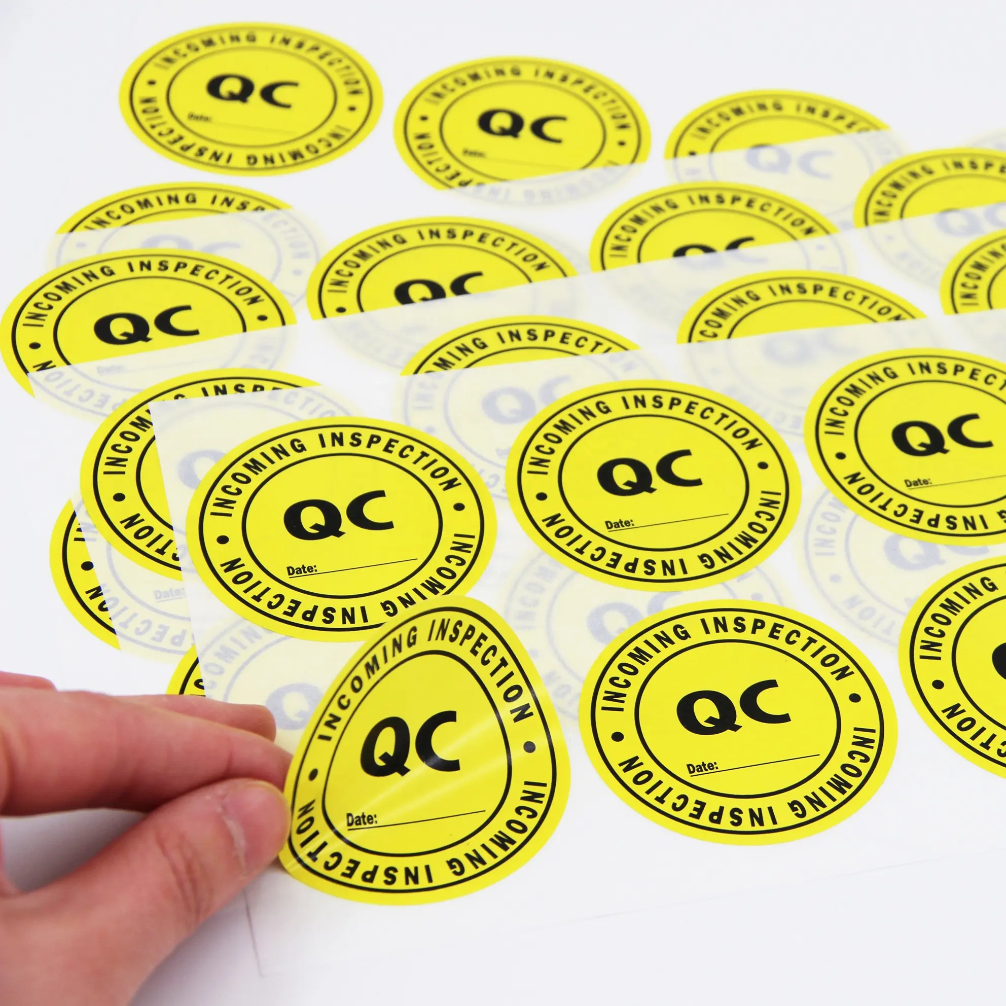 Waterproof Stickers Quality Check QC Sticker Product Certificate Custom Vinyl Label Round Fast Food Stickers