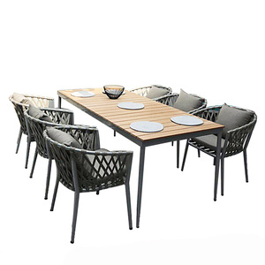 Ngoài Trời Sân Sau Đồ Nội Thất Ghế Bện Dây Dệt Patio Vườn Ghế Và Bảng Thiết Lập Hiện Đại Tếch Bàn Ăn Cung Cấp 25-35 Ngày - Product Image 1