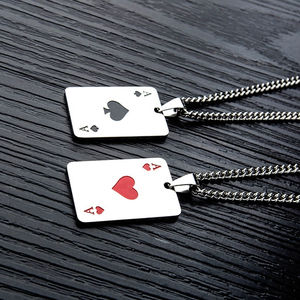 Collana da Uomo in Acciaio Inossidabile con Pendente <span class=keywords><strong>Asso</strong></span> di Picche, Colore Argento, Gioiello da Poker per Donne, Simbolo di Fortuna da Casinò - Product Image 2